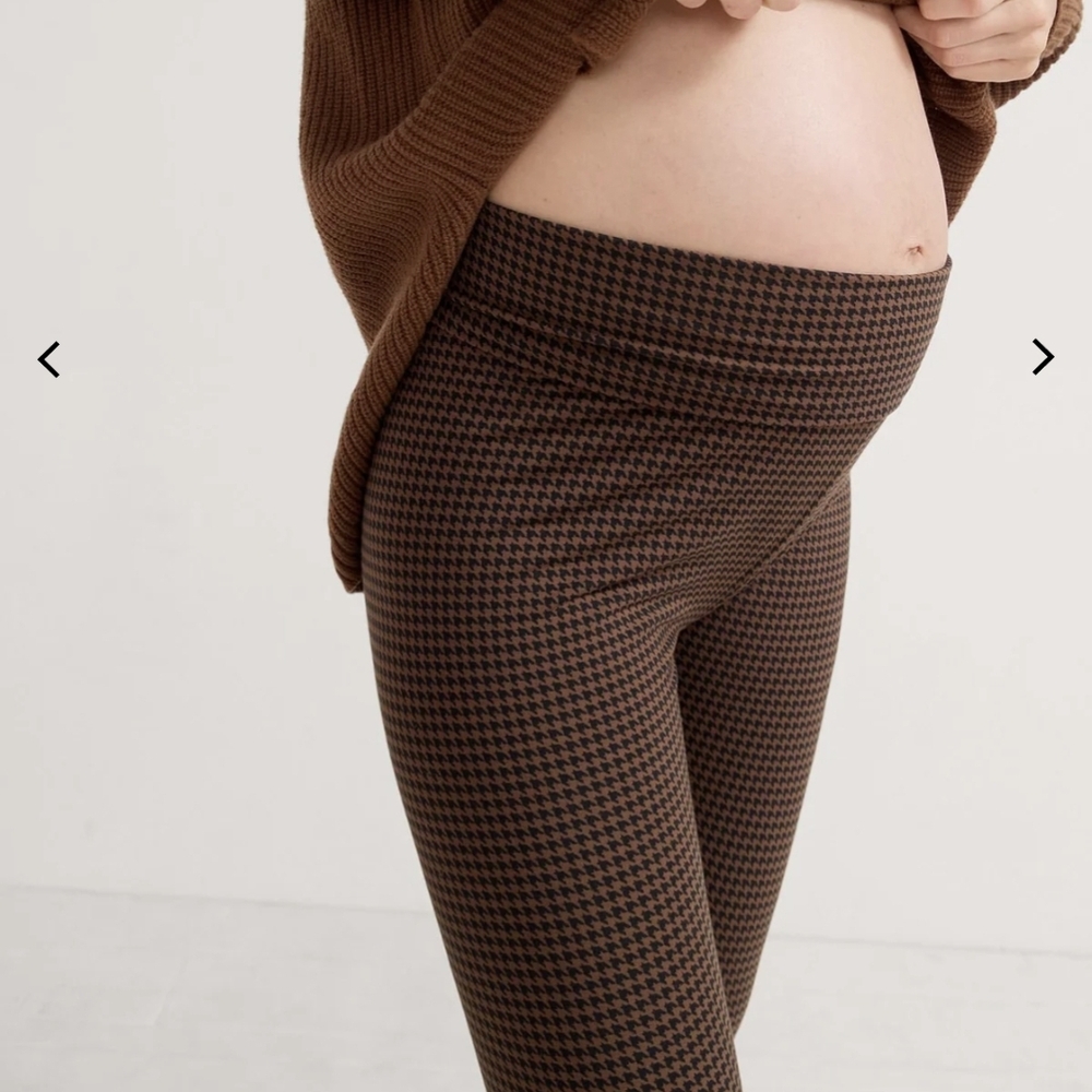 Hatch Brown Houndstooth Maternity Leggings